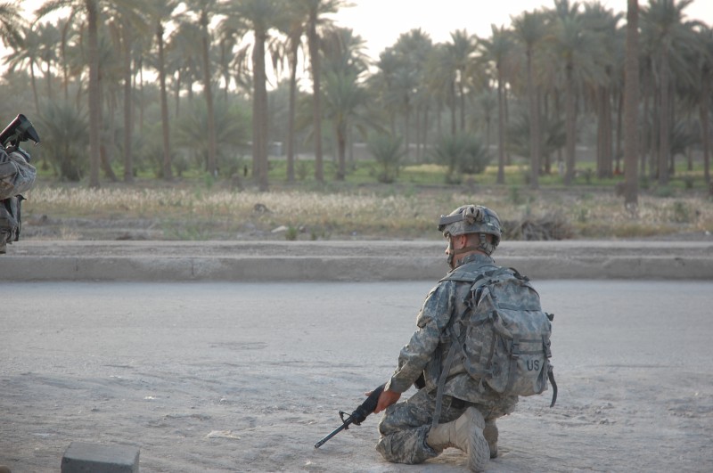 Soldier rests during dismount patrol